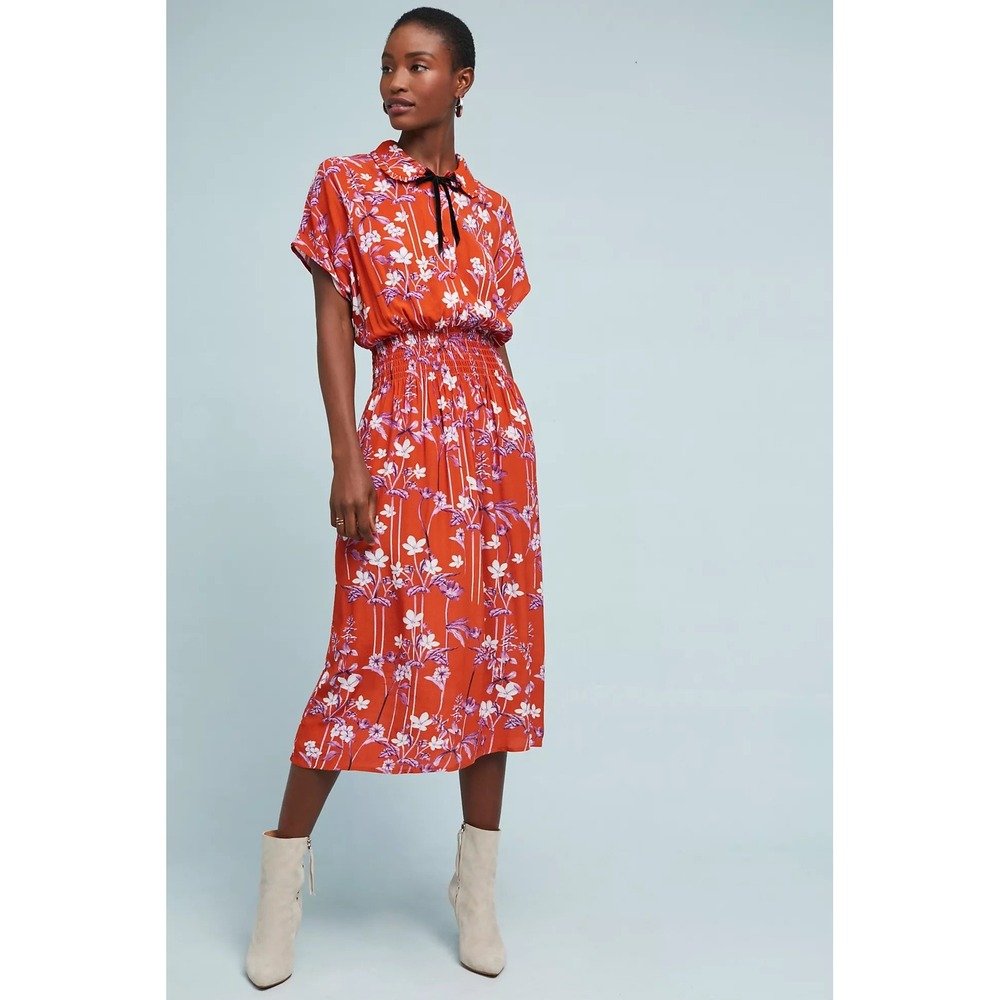 Anthropologie‎ COREY LYNN CALTER Clementine Floral Midi Dress Smocked X-Small